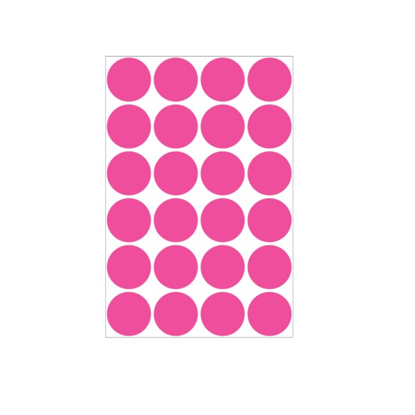 1" Color Coding Dots Pink Flr - Sheet Form